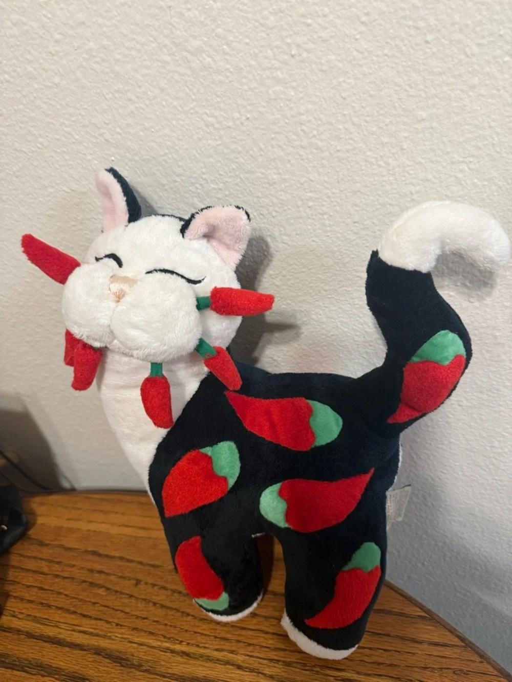 Vintage rare whimsy clay red hot chili pepper cat plush